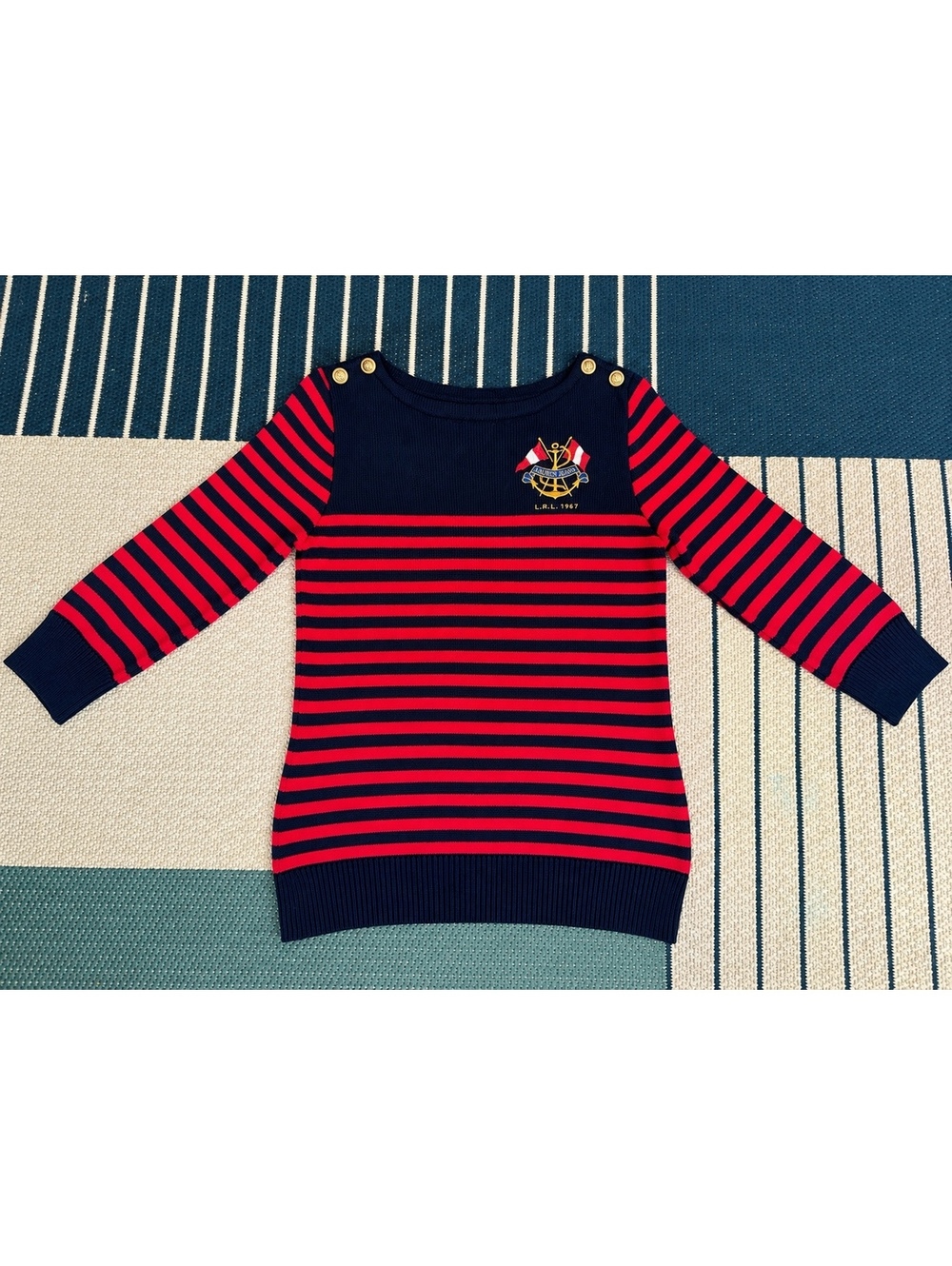 Lauren Jeans Co.Ralph Lauren Women’s Nautical Striped Sweater Size M 100% Cotton